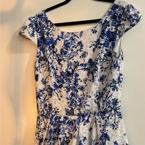 Betsey Johnson Blue and White Floral Midi Dress
